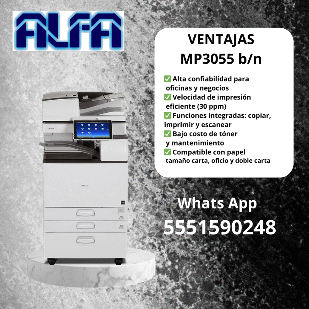 venta de copiadoras ricoh mp3055 para papelerias