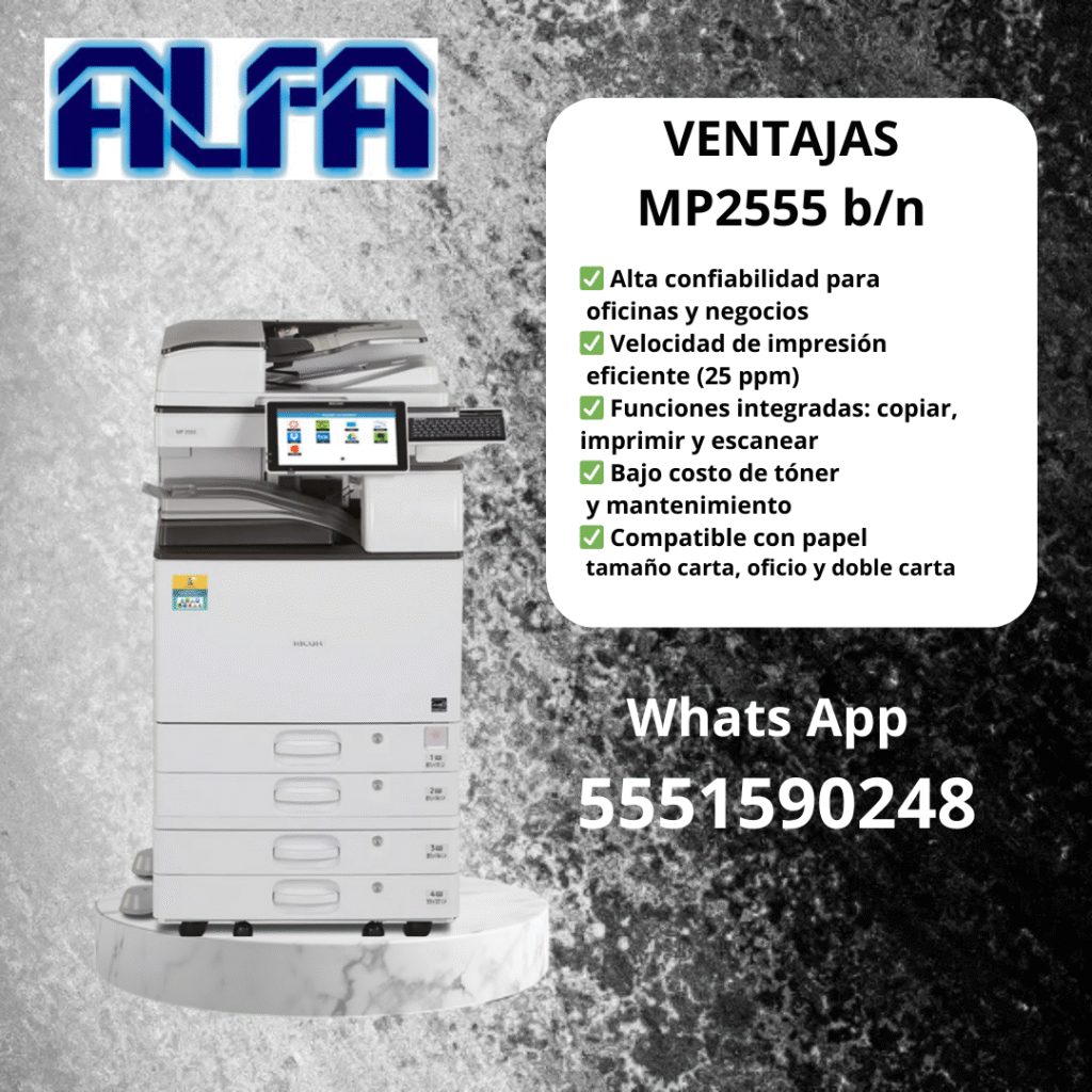 venta de copiadoras ricoh mp 2555 para una papeleria pequeña